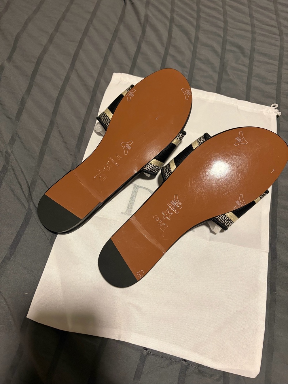 Dior Black Slide Sandals with Embroidered Strap - Picture 3 of 4